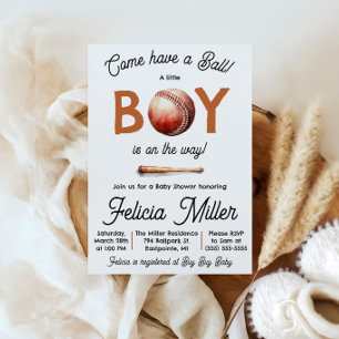 Invitation Venez prendre un ballon ! Baby shower de baseball 