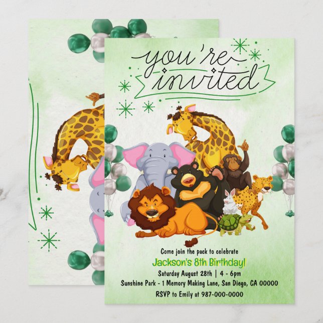 Invitation Venez Rejoindre Le Pack Safari Animal (Devant / Derrière)