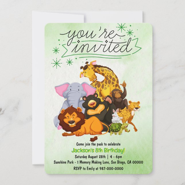 Invitation Venez Rejoindre Le Pack Safari Animal Party (Devant)
