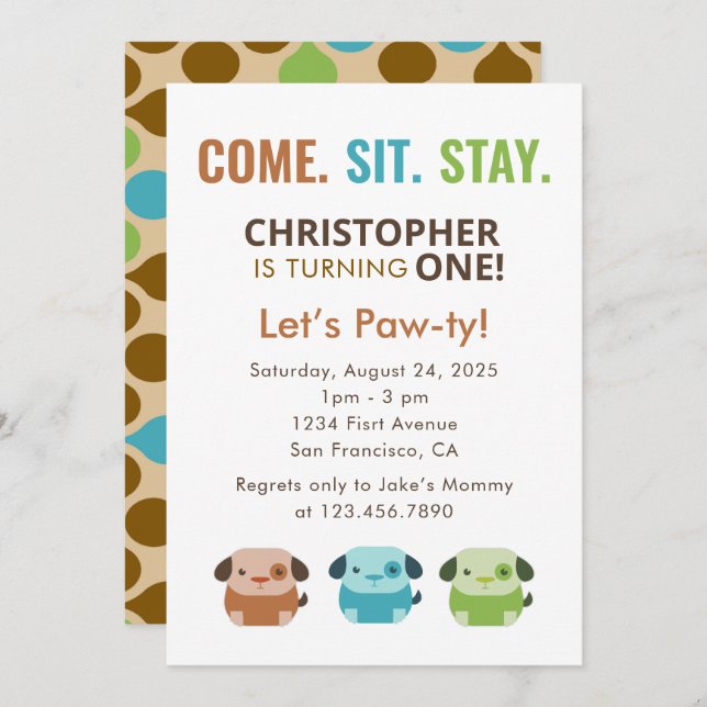 Invitation VENEZ SIT RESTER Chien Chien Chien Chien Chien Chi (Devant / Derrière)
