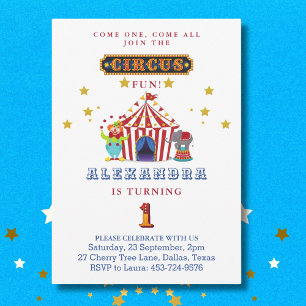 Invitation Venez tous Big Top Circus 1er Anniversaire