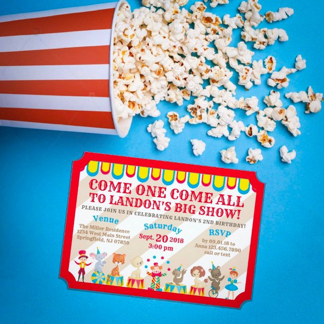 Invitation Venez tous les billets de cirque Anniversaire (Créateur téléchargé)