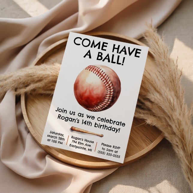 Invitation Venez vous amuser ! Fête d'anniversaire de basebal (Créateur téléchargé)