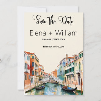 Invitation Venise Italie Aquarelle Romantique Étape à Sauvega