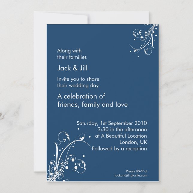 Invitation Vent murmure (bleu orageux) 5x7 (Devant)