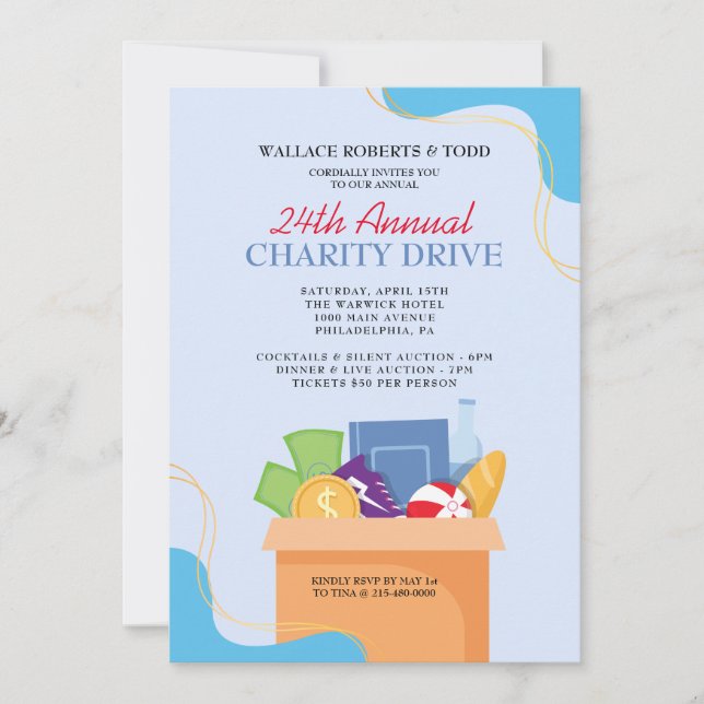 Invitation Vente aux enchères de CARITY DRIVE Corporate Gala  (Devant)