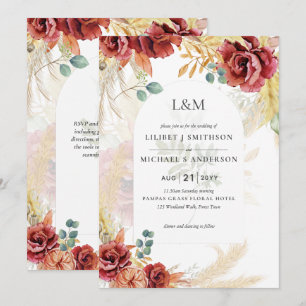 Invitation VENTE ! Boho Burgundy Gold Floral Country Grange F