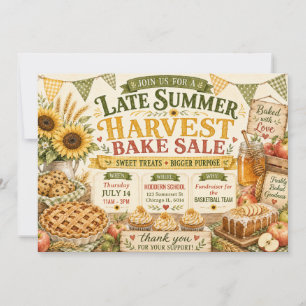 Invitation Vente de pâtisseries de fin d'été sous le soleil d