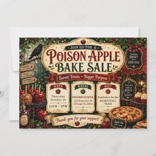Invitation Vente de pâtisseries de la pomme empoisonnée d'Hal (Devant)