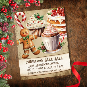 Invitation Vente de pâtisseries de Noël vintage