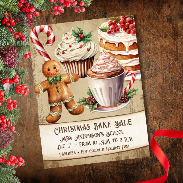Invitation Vente de pâtisseries de Noël vintage (Créateur téléchargé)