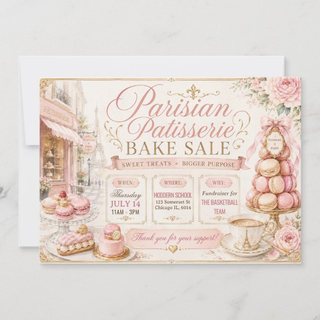 Invitation Vente de pâtisseries parisiennes (Devant)