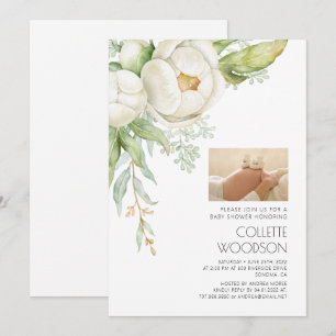 Invitation Ventre Enceinte Floral Baby shower photo Invitatio