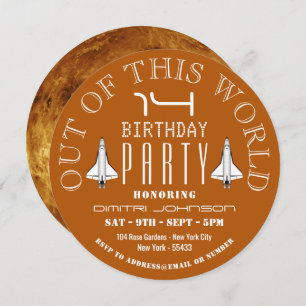 Invitation Vénus, navette spatiale fête d'anniversaire