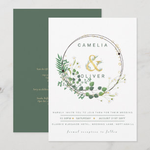 Invitation Verdure All-in1 Verte Wreath QR Code Mariage