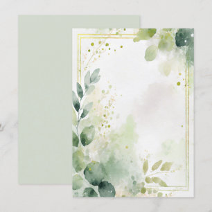 Invitation Verdure aquarelle et Mariage blanc or