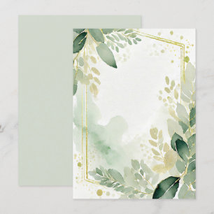 Invitation Verdure aquarelle et Mariage blanc or