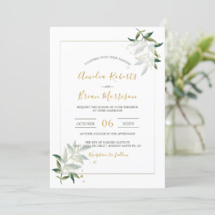 Invitation Verdure botanique élégante n Mariage floral or 2