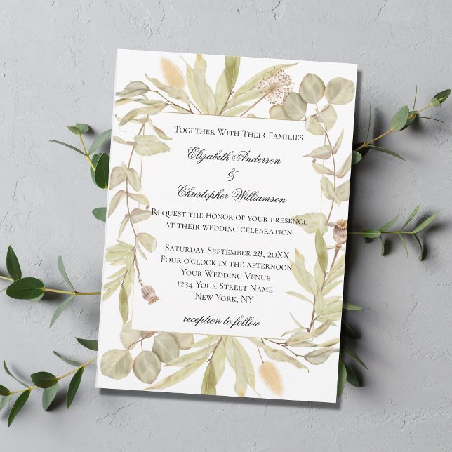 Invitation Verdure botanique Eucalyptus Élégant Mariage  (Créateur téléchargé)