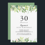 Invitation Verdure Botanique Foliage 30e fête d'anniversaire<br><div class="desc">Cette invitation à la fête du 30e anniversaire de feuillage botanique verdoyante est parfaite pour une simple fête d'anniversaire. Cette belle aquarelle présente un feuillage vert botanique.</div>