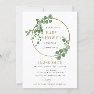 Invitation Verdure Botanique Or Genre Baby shower neutre