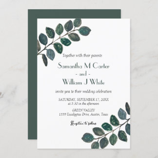 Invitation Verdure botanique rustique Eucalyptus