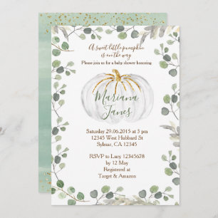 Invitation Verdure c'est un garçon citrouille baby shower aqu