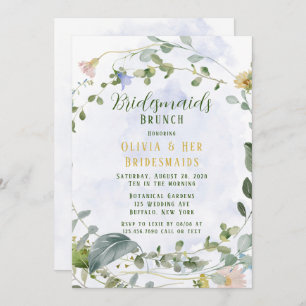Invitation Verdure Dusty Blue Fleur sauvage Bridesmaids Brunc
