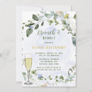 Invitation Verdure Dusty Blue Fleur sauvage Brunch et Bubbly