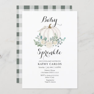Invitation Verdure En vichy blanc Citrouille Baby Sprinkle