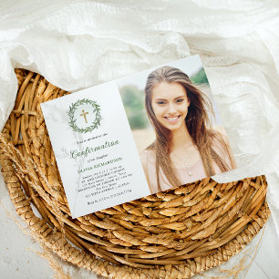 Invitation Verdure et Croix d'or   Confirmation photo