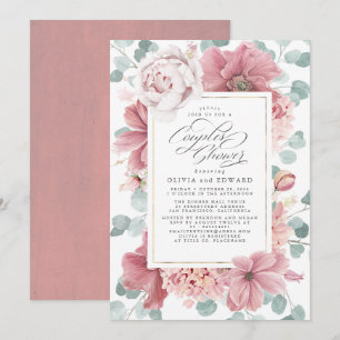 Invitation Verdure et Dusty Rose Floral Couples Douche
