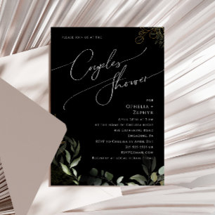 Invitation Verdure et or Couples noirs douche