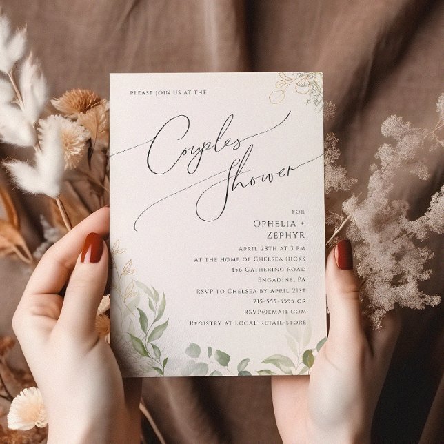 Invitation Verdure et or | Douche Couples (Créateur téléchargé)