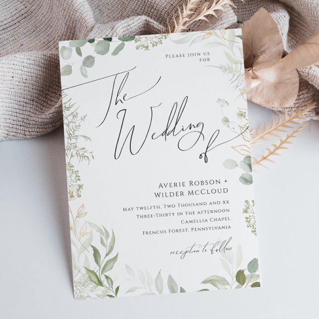 Invitation Verdure et Or Le Mariage de (Créateur téléchargé)