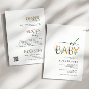 Invitation Verdure et or tout en un Baby shower