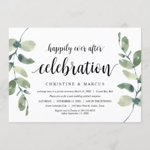 Invitation Verdure Eucalyptus, Noir, Mariage en Elopement