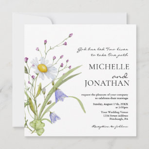 Invitation Verdure fleur sauvage Floral Mariage chrétien