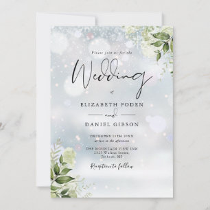 Invitation Verdure Floral Élégant Monogramme Mariage d'hiver