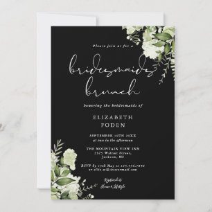 Invitation Verdure Floral Noir Et Blanc Bridesmaids Brunch