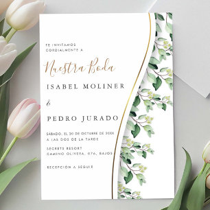 Invitation Verdure Floral Nuestra Boda Mariage espagnol