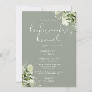 Invitation Verdure Floral Sage Green Bridesmaids Brunch