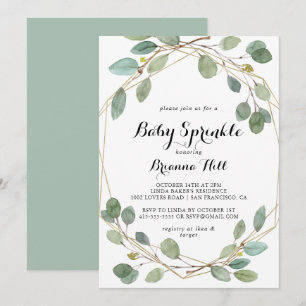 Invitation Verdure géométrique Eucalyptus Baby Sprinky
