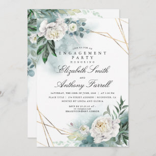Invitation Verdure Gold Frame White Floral Engagement