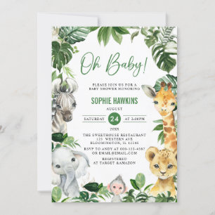 Invitation Verdure Gold Jungle Animaux Safari Oh Baby shower