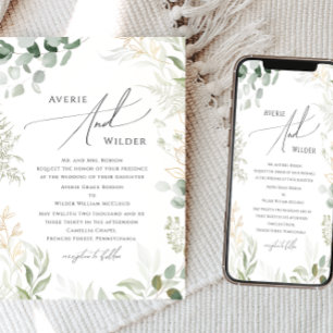 Invitation Verdure lunaire et or Mariage traditionnel