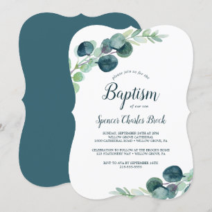 Invitation Verdure luxuriante et Baptême d'eucalyptus