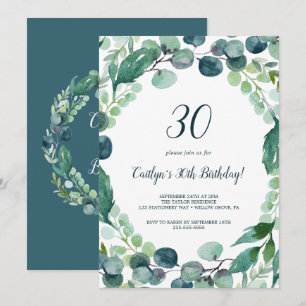 Invitation Verdure luxuriante et Eucalyptus 30e anniversaire