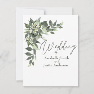 Invitation Verdure mariage Bouquet Eucalyptus Aquarelle