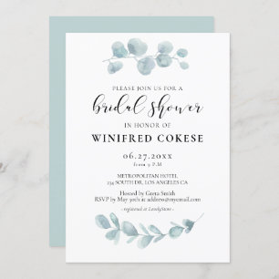 Invitation Verdure minimaliste aquarelle Douche nuptiale